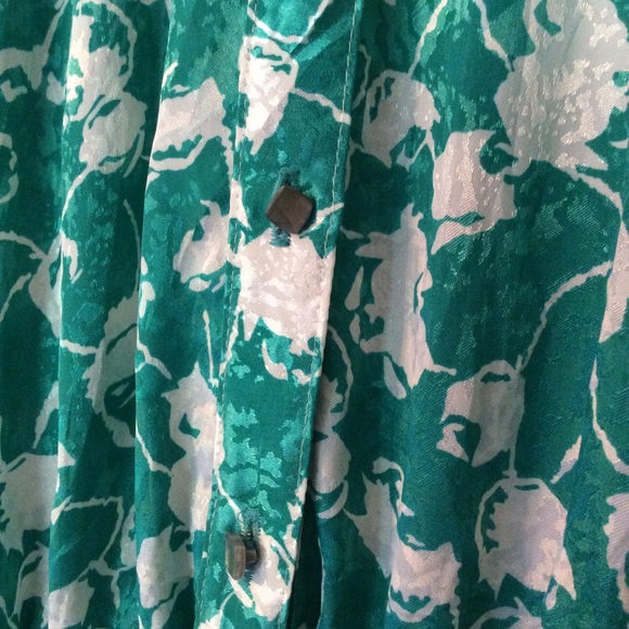 Vintage Green and White Floral Dress, Made in USA - Picture 3 of 14